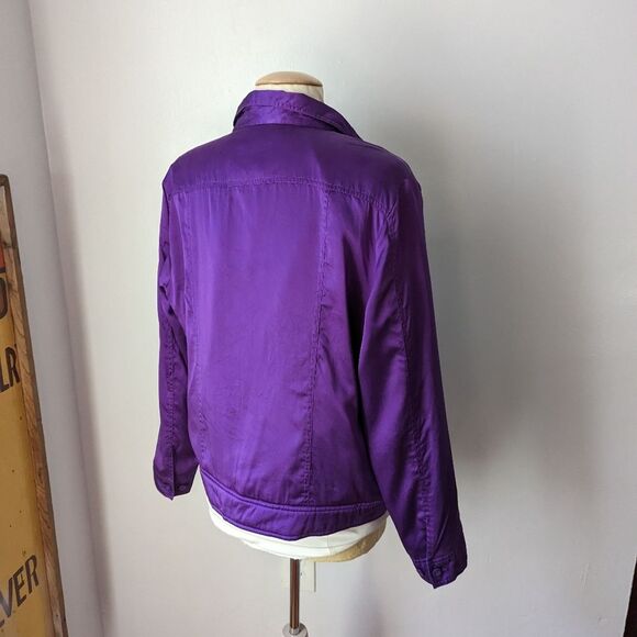 Vintage Purple Silk Jacket Size L - Picture 5 of 6